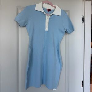 STAUD Sky Blue Polo Mini Dress